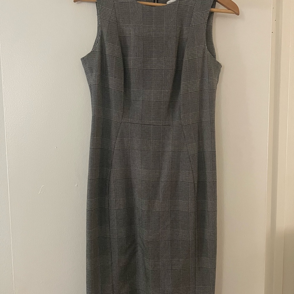 Calvin Klein Charcoal Checkered Midi Dress